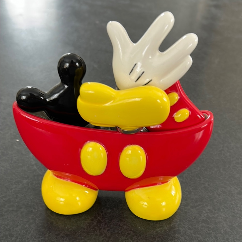 Walt Disney Mickey Mouse Butter Knife / Cheese Serving Set With Ceramic Holder